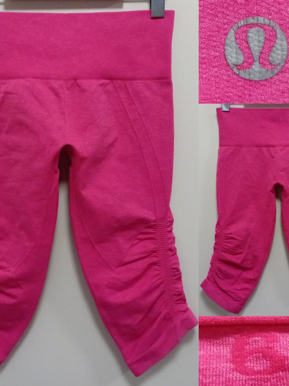 Lululemon In The Flow Crop II Heathered Jewelled Magenta Seamless Pink 6 Small